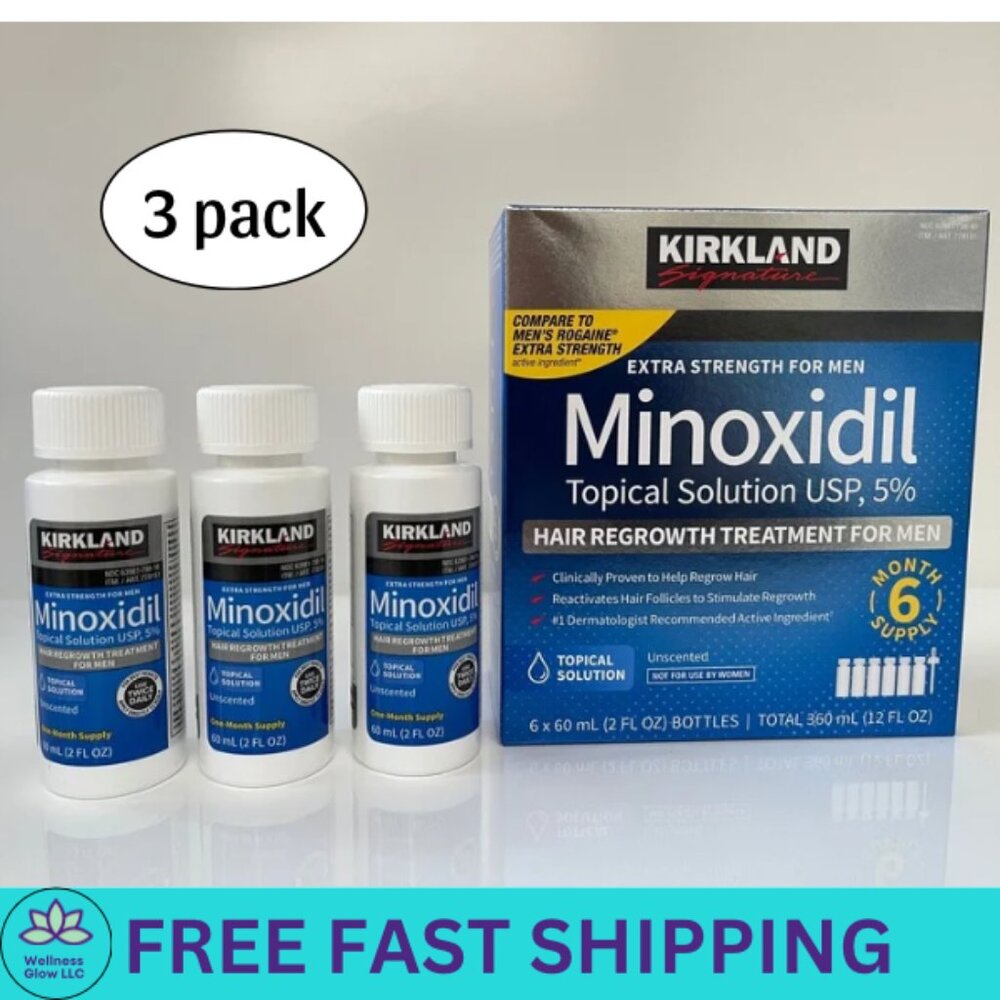Minoxidil 5% Topical Solution for Men – Hair Regrowth Treatment 3 Pack exp2027